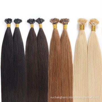 russian flat tip hair vendors Wholesale flat double tips lashes remy hair cuticle aligned virgin flat tip human hair extension